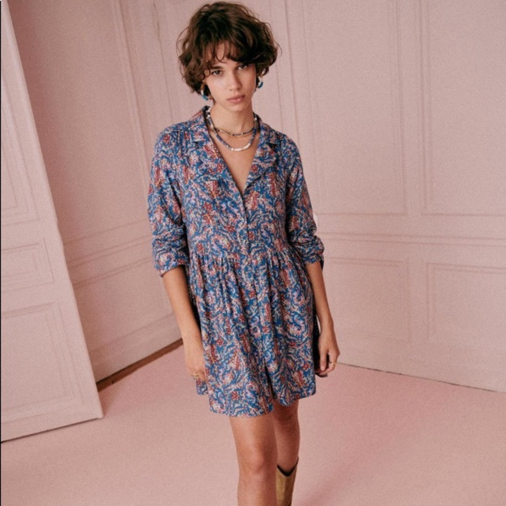 Sèzane Aurora Paisley Floral Print Short Dress
